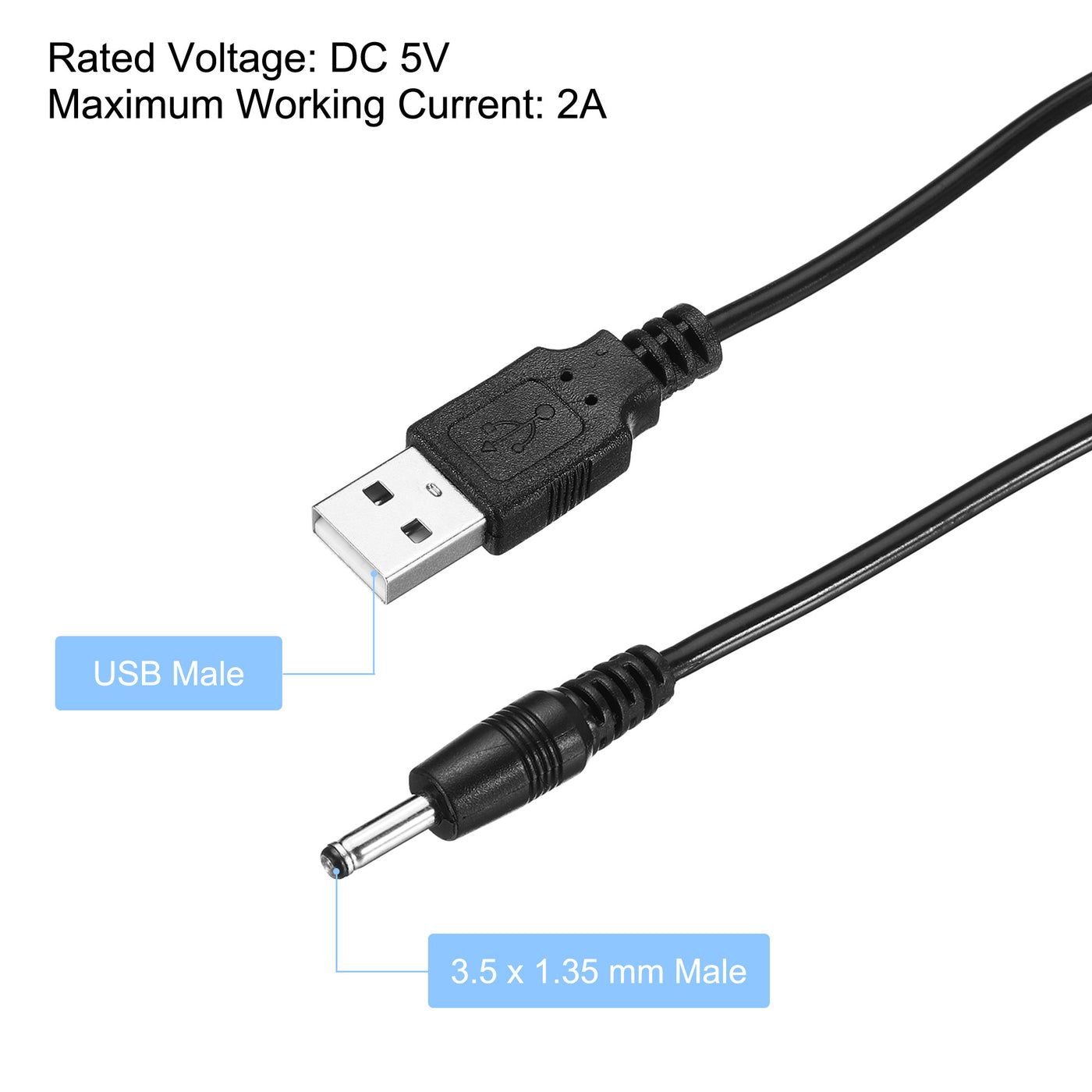 Harfington USB-Stecker auf DC-Stecker Netzkabel Ladekabel Stecker für Nachtlicht Lampe Mini Fans