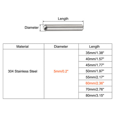 Harfington Dowel Pin, 304 Stainless Steel Round Head Flat Chamfered End Pin Wood Bunk Bed Shelf Pegs Support Shelves Fasten Elements