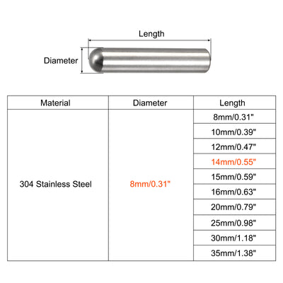 Harfington Dowel Pin, 304 Stainless Steel Round Head Flat Chamfered Dowel Pin Wood Bunk Bed Shelf Pegs Support Shelves Fasten Elements