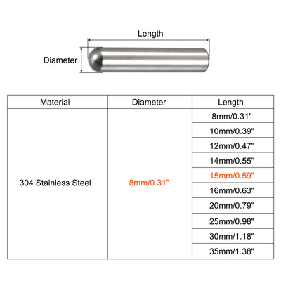 Harfington Dowel Pin, 304 Stainless Steel Round Head Flat Chamfered Dowel Pin Wood Bunk Bed Shelf Pegs Support Shelves Fasten Elements