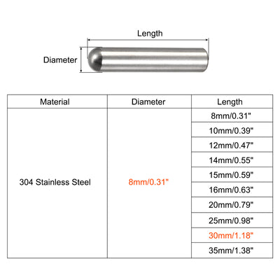 Harfington Dowel Pin, 304 Stainless Steel Round Head Flat Chamfered Dowel Pin Wood Bunk Bed Shelf Pegs Support Shelves Fasten Elements