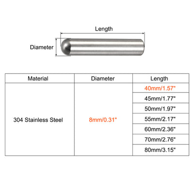 Harfington Dowel Pin, 304 Stainless Steel Round Head Flat Chamfered Dowel Pin Wood Bunk Bed Shelf Pegs Support Shelves Fasten Elements