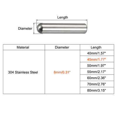 Harfington Dowel Pin, 304 Stainless Steel Round Head Flat Chamfered Dowel Pin Wood Bunk Bed Shelf Pegs Support Shelves Fasten Elements