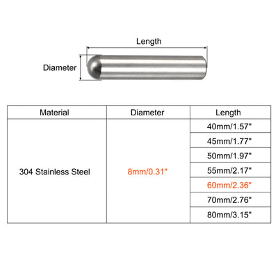 Harfington Dowel Pin, 304 Stainless Steel Round Head Flat Chamfered Dowel Pin Wood Bunk Bed Shelf Pegs Support Shelves Fasten Elements