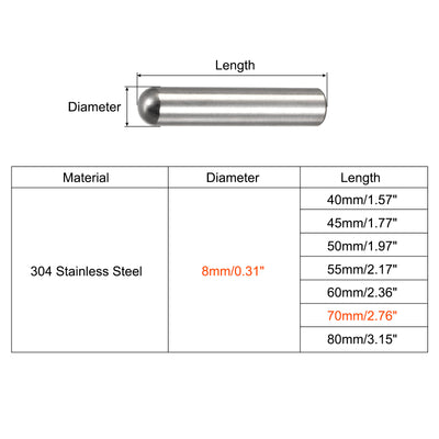 Harfington Dowel Pin, 304 Stainless Steel Round Head Flat Chamfered Dowel Pin Wood Bunk Bed Shelf Pegs Support Shelves Fasten Elements