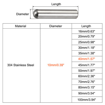 Harfington Dowel Pin, 304 Stainless Steel Round Head Flat Chamfered Dowel Pin Wood Bunk Bed Shelf Pegs Support Shelves Fasten Elements