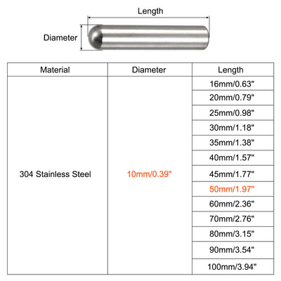 Harfington Dowel Pin, 304 Stainless Steel Round Head Flat Chamfered Dowel Pin Wood Bunk Bed Shelf Pegs Support Shelves Fasten Elements