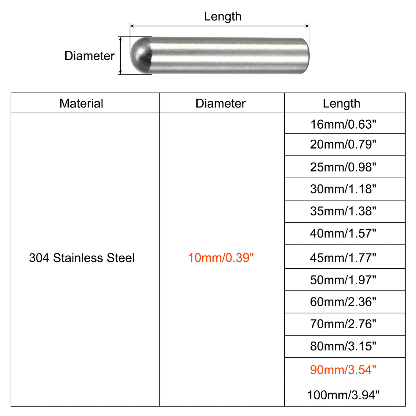 Harfington Dowel Pins, 304 Stainless Steel Round Head Flat Chamfered End Dowel Pin Wood Bunk Bed Shelf Pegs Support Shelves Fasten Element