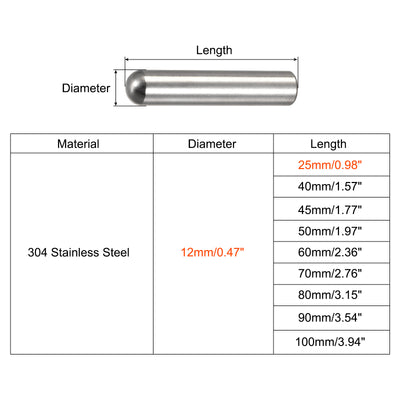 Harfington Dowel Pin, 304 Stainless Steel Round Head Flat Chamfered Dowel Pin Wood Bunk Bed Shelf Pegs Support Shelves Fasten Elements