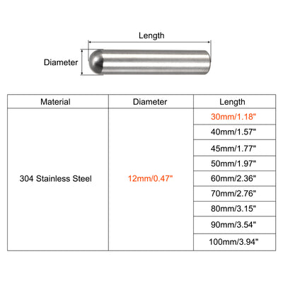 Harfington Dowel Pins, 304 Stainless Steel Round Head Flat Chamfered End Dowel Pin Wood Bunk Bed Shelf Pegs Support Shelves Fasten Element