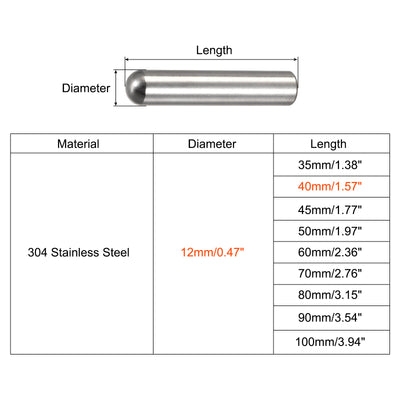 Harfington Dowel Pins, 304 Stainless Steel Round Head Flat Chamfered End Dowel Pin Wood Bunk Bed Shelf Pegs Support Shelves Fasten Element