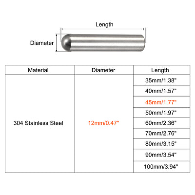 Harfington Dowel Pins, 304 Stainless Steel Round Head Flat Chamfered End Dowel Pin Wood Bunk Bed Shelf Pegs Support Shelves Fasten Element