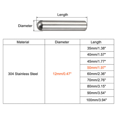 Harfington Dowel Pins, 304 Stainless Steel Round Head Flat Chamfered End Dowel Pin Wood Bunk Bed Shelf Pegs Support Shelves Fasten Element