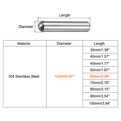 Harfington Dowel Pins, 304 Stainless Steel Round Head Flat Chamfered End Dowel Pin Wood Bunk Bed Shelf Pegs Support Shelves Fasten Element