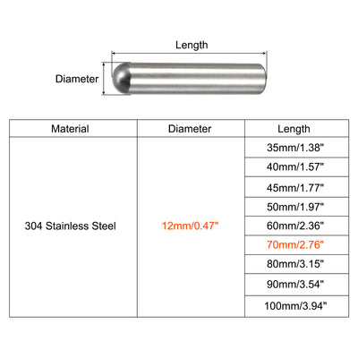 Harfington Dowel Pins, 304 Stainless Steel Round Head Flat Chamfered End Dowel Pin Wood Bunk Bed Shelf Pegs Support Shelves Fasten Element