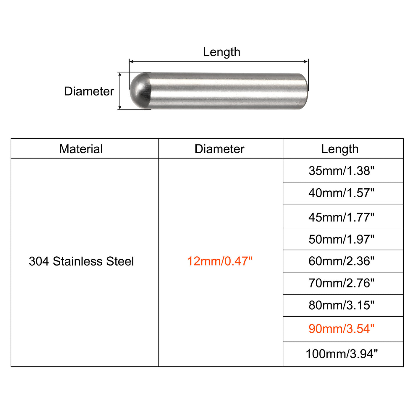 Harfington Dowel Pins, 304 Stainless Steel Round Head Flat Chamfered End Dowel Pin Wood Bunk Bed Shelf Pegs Support Shelves Fasten Element