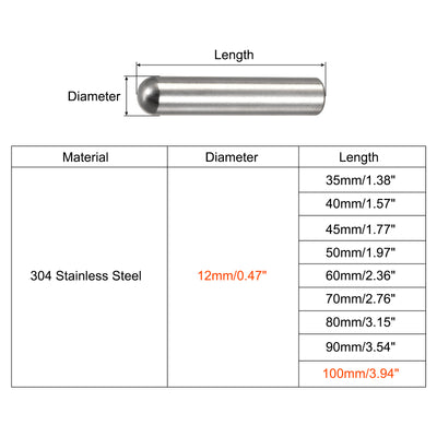 Harfington Dowel Pins, 304 Stainless Steel Round Head Flat Chamfered End Dowel Pin Wood Bunk Bed Shelf Pegs Support Shelves Fasten Element