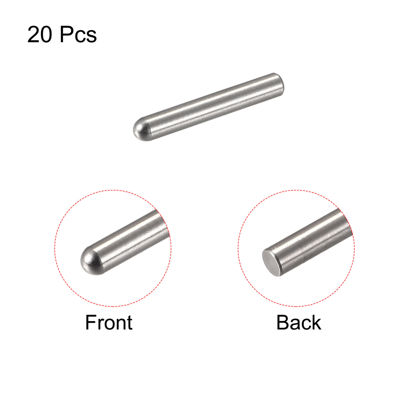 Harfington Dowel Pins, 304 Stainless Steel Round Head Flat Chamfered End Pins Wood Bunk Bed Shelf Pegs Support Shelves Fasten Elements