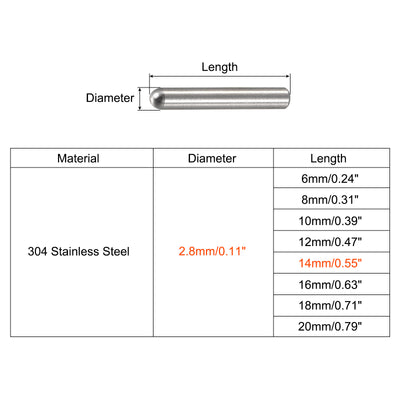 Harfington Dowel Pin 304 Stainless Steel Round Head Flat Chamfered End Pin Wood Bunk Bed Shelf Pegs Support Shelves Fasten Element