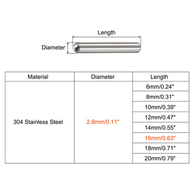 Harfington Dowel Pin 304 Stainless Steel Round Head Flat Chamfered End Pin Wood Bunk Bed Shelf Pegs Support Shelves Fasten Element