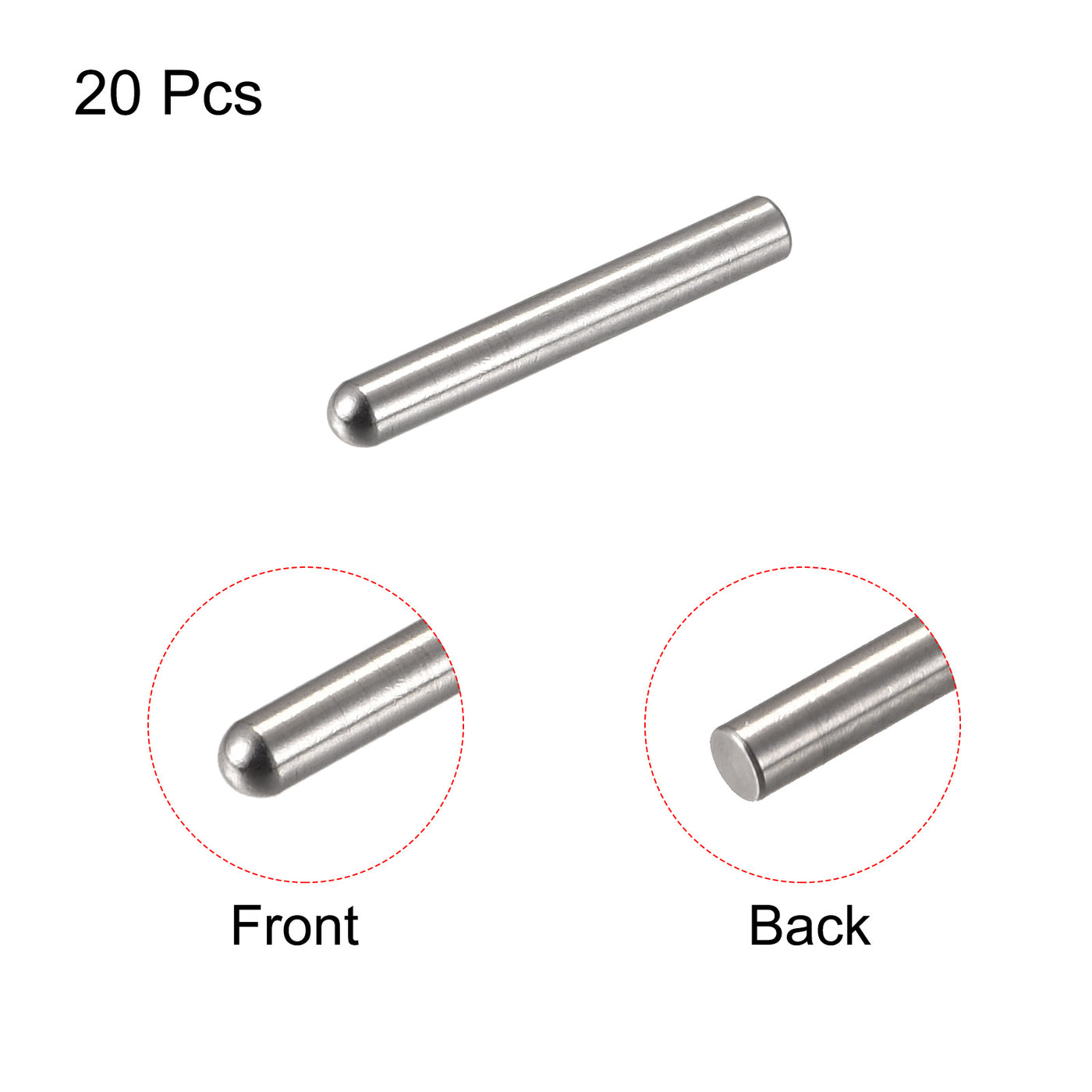 Harfington Dowel Pin 304 Stainless Steel Round Head Flat Chamfered End Pin Wood Bunk Bed Shelf Pegs Support Shelves Fasten Element