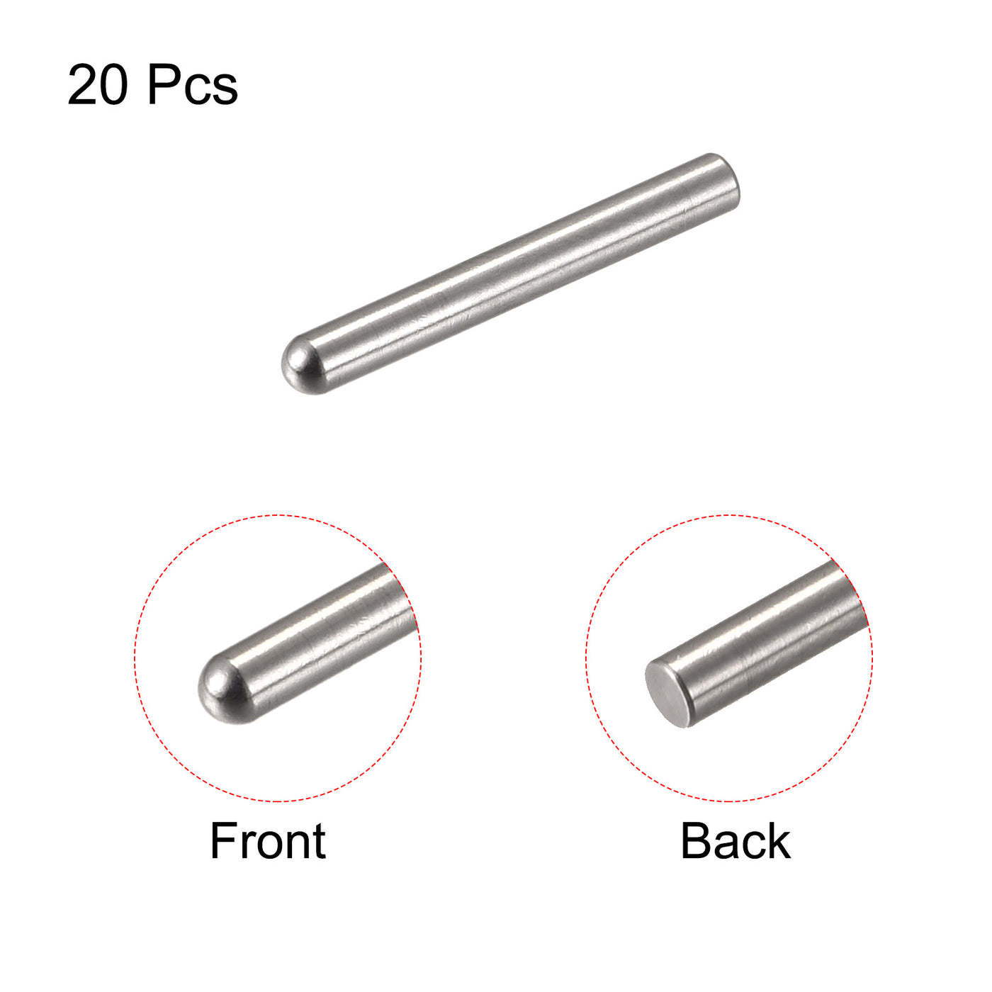 Harfington Dowel Pin 304 Stainless Steel Round Head Flat Chamfered End Pin Wood Bunk Bed Shelf Pegs Support Shelves Fasten Element