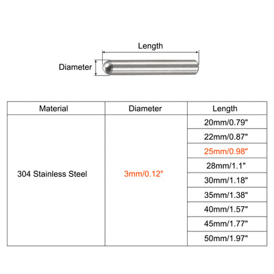 Harfington Dowel Pin, 304 Stainless Steel Round Head Flat Chamfered End Pin Wood Bunk Bed Shelf Pegs Support Shelves Fasten Elements