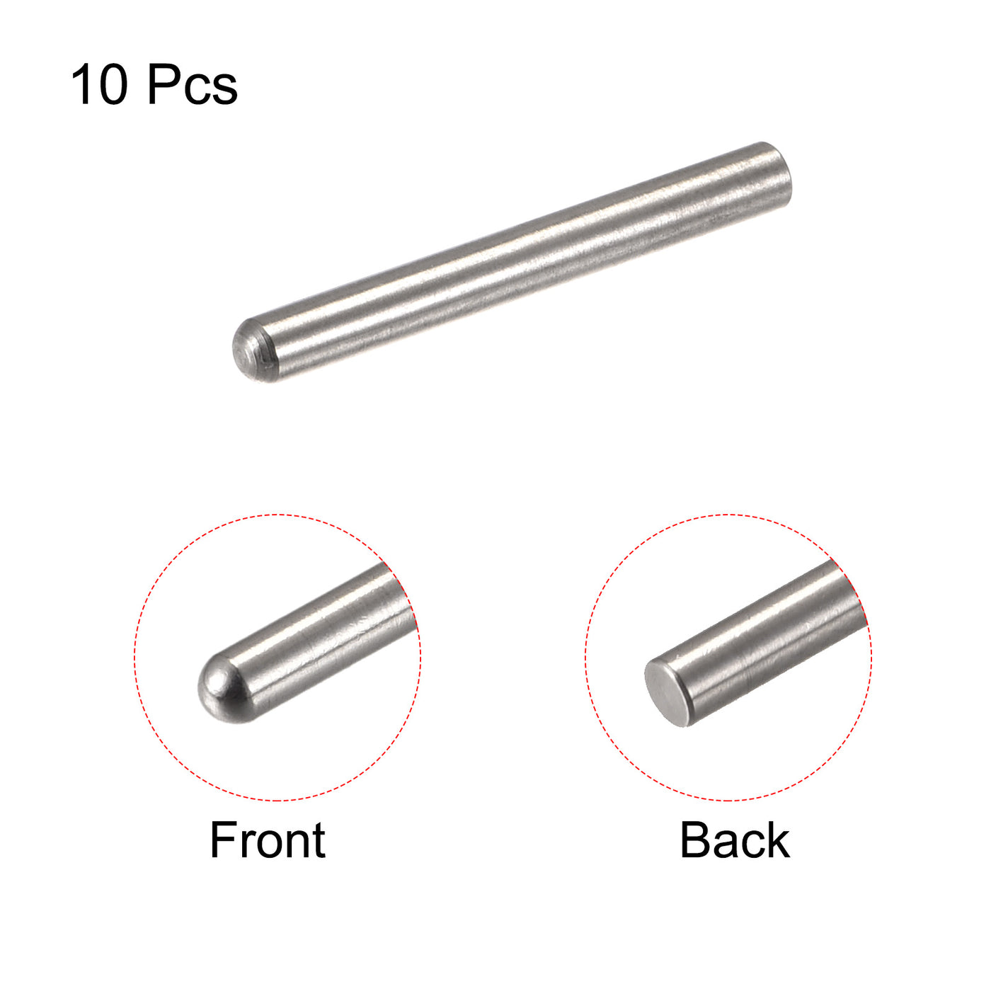 Harfington Dowel Pin, 304 Stainless Steel Round Head Flat Chamfered End Pin Wood Bunk Bed Shelf Pegs Support Shelves Fasten Elements