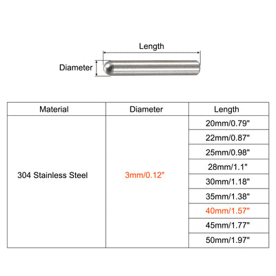 Harfington Dowel Pin 304 Stainless Steel Round Head Flat Chamfered End Dowel Pin Wood Bunk Bed Shelf Pegs Support Shelves Fasten Elements