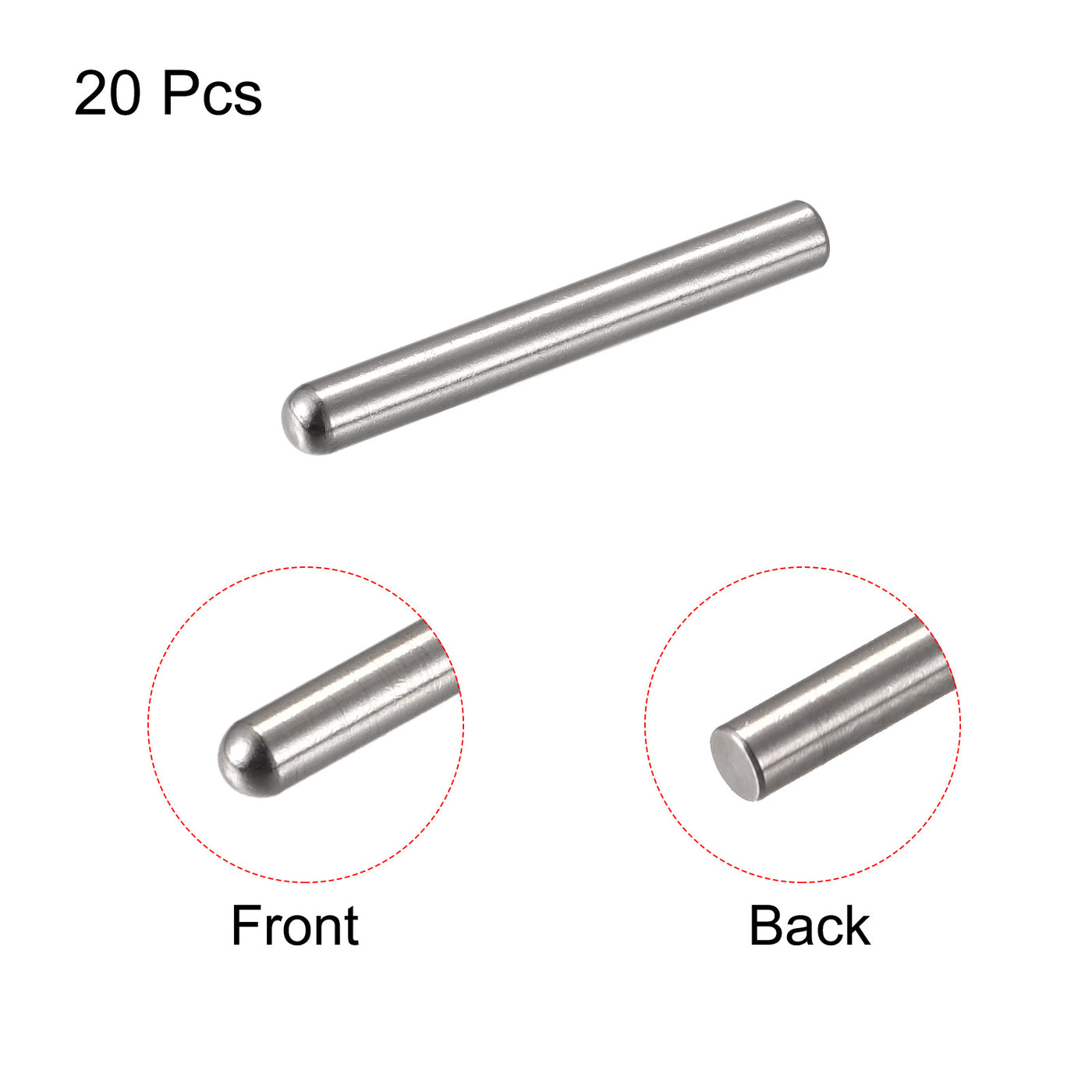 Harfington Dowel Pin 304 Stainless Steel Round Head Flat Chamfered End Pin Wood Bunk Bed Shelf Pegs Support Shelves Fasten Element