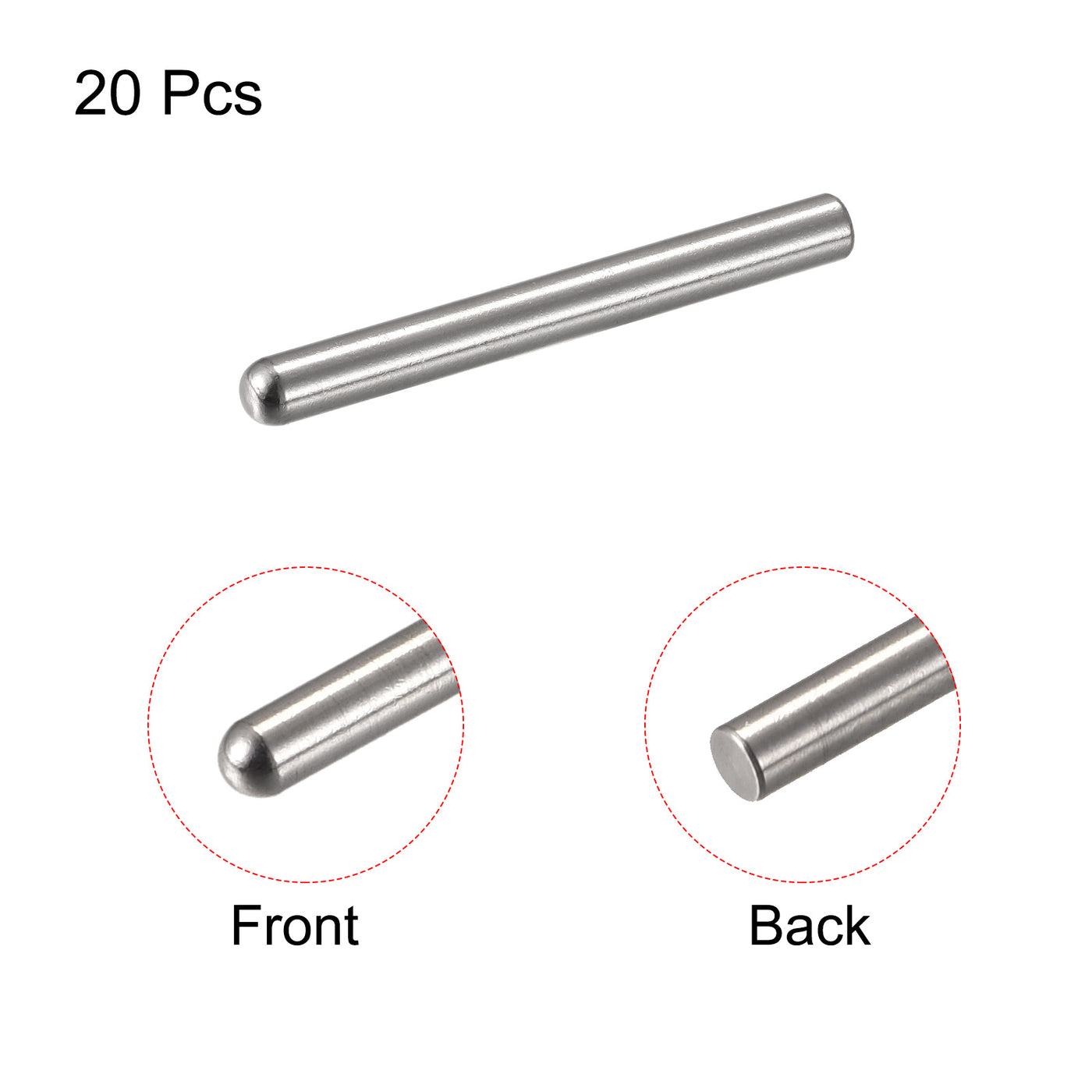 Harfington Dowel Pin 304 Stainless Steel Round Head Flat Chamfered End Pin Wood Bunk Bed Shelf Pegs Support Shelves Fasten Element