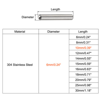 Harfington Dowel Pin 304 Stainless Steel Round Head Flat Chamfered End Pin Wood Bunk Bed Shelf Pegs Support Shelves Fasten Element