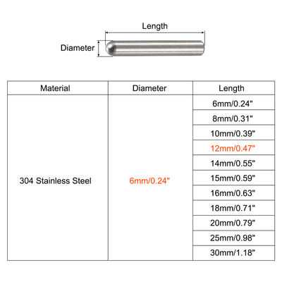 Harfington Dowel Pin 304 Stainless Steel Round Head Flat Chamfered End Pin Wood Bunk Bed Shelf Pegs Support Shelves Fasten Element