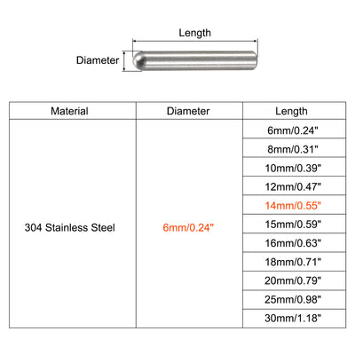 Harfington Dowel Pin 304 Stainless Steel Round Head Flat Chamfered End Pin Wood Bunk Bed Shelf Pegs Support Shelves Fasten Element