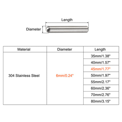 Harfington Dowel Pin, 304 Stainless Steel Round Head Flat Chamfered Dowel Pin Wood Bunk Bed Shelf Pegs Support Shelves Fasten Elements