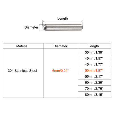 Harfington Dowel Pin, 304 Stainless Steel Round Head Flat Chamfered Dowel Pin Wood Bunk Bed Shelf Pegs Support Shelves Fasten Elements