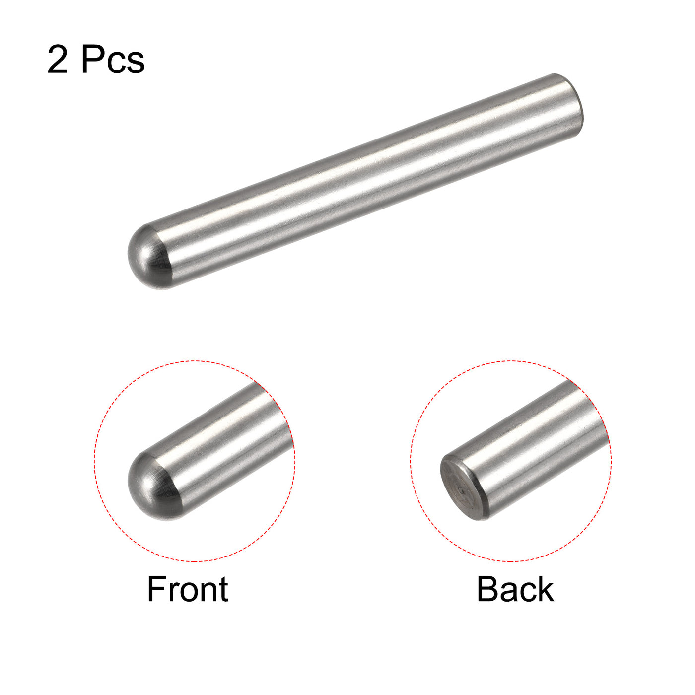 Harfington Dowel Pins, 304 Stainless Steel Round Head Flat Chamfered End Dowel Pin Wood Bunk Bed Shelf Pegs Support Shelves Fasten Element