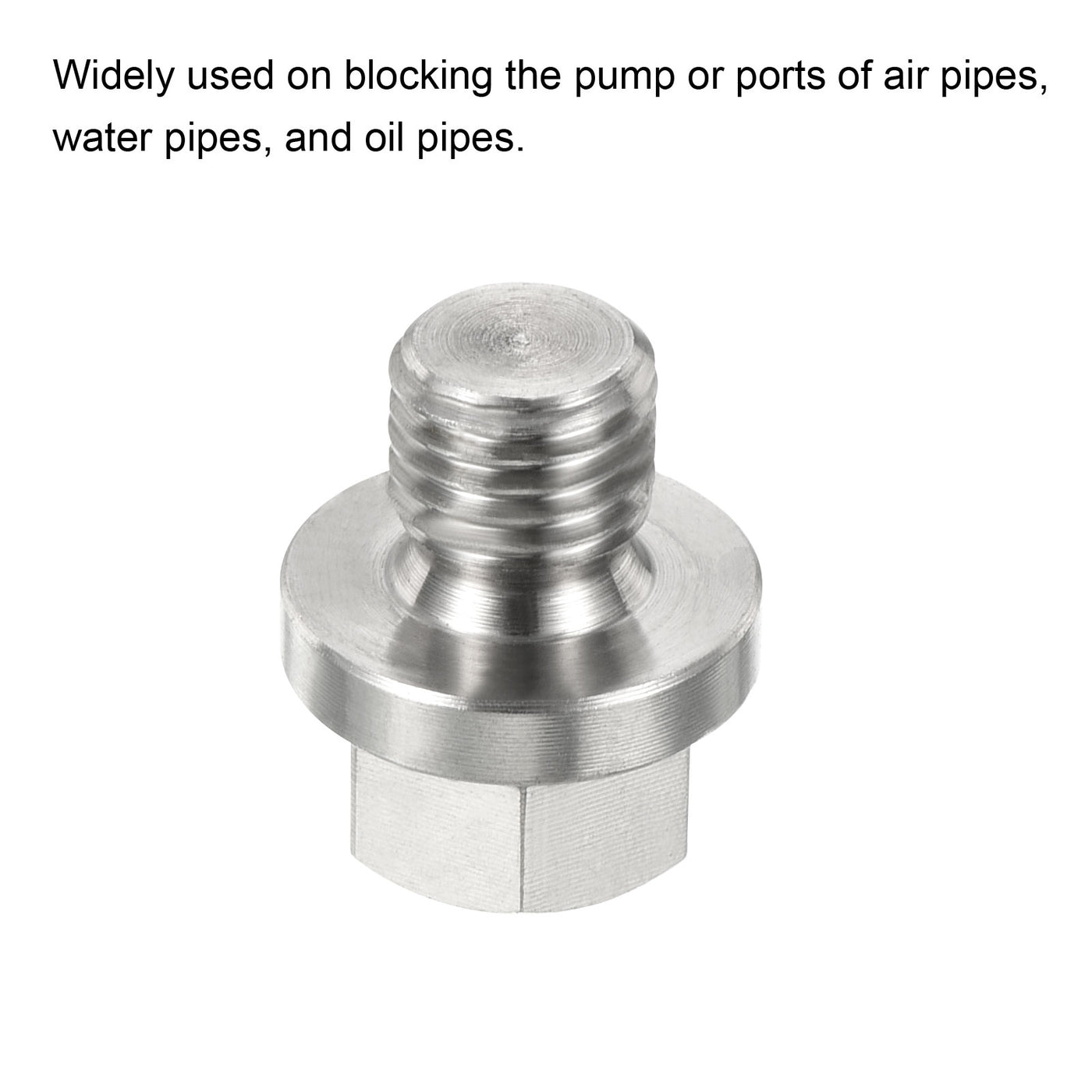 Harfington Male Plug, Waterproof Dustproof Stainless Steel Thread Hex Head Socket Solid Pipe Fitting