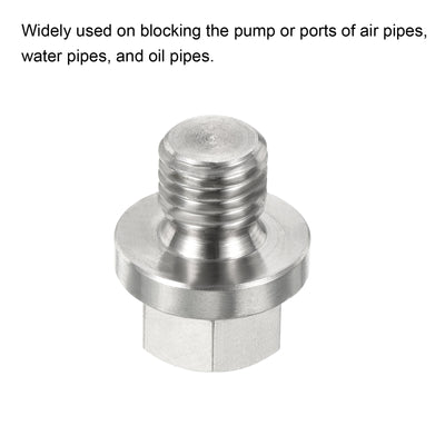 Harfington Male Plug, Waterproof Dustproof Stainless Steel Thread Hex Head Socket Solid Pipe Fitting