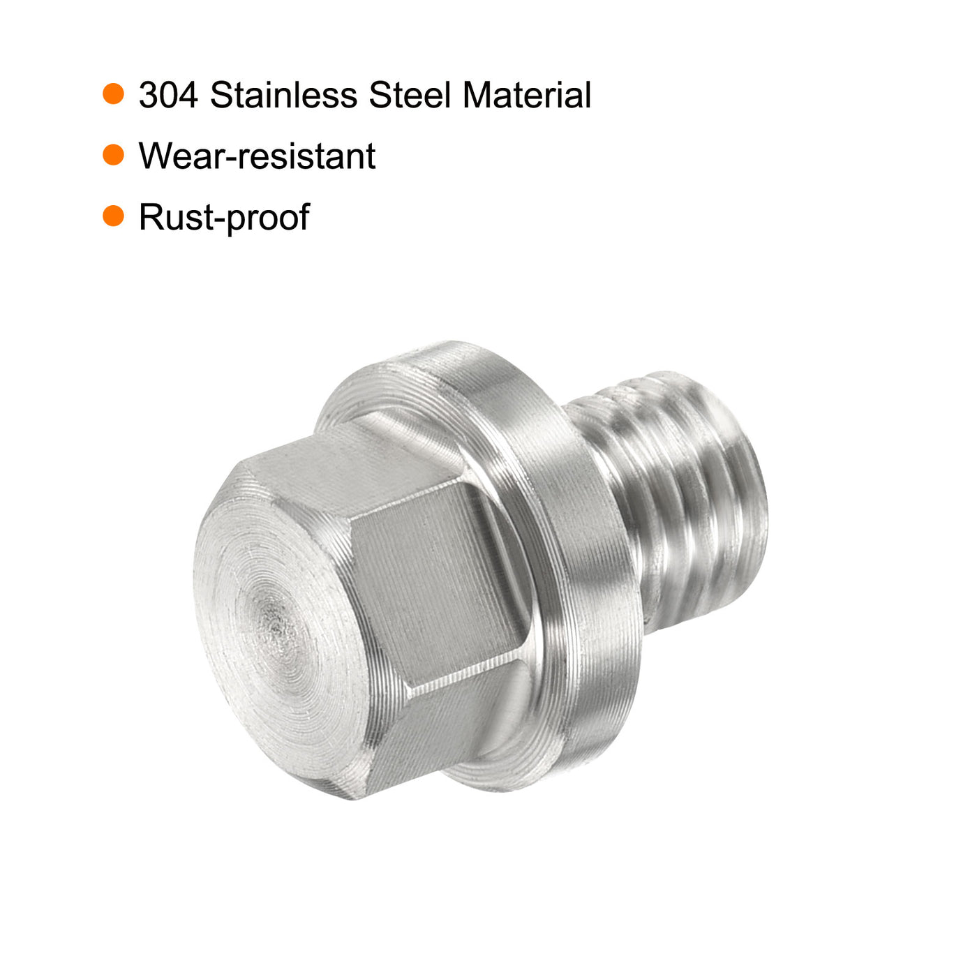 Harfington Male Plug, Waterproof Dustproof Stainless Steel Thread Hex Head Socket Solid Pipe Fitting