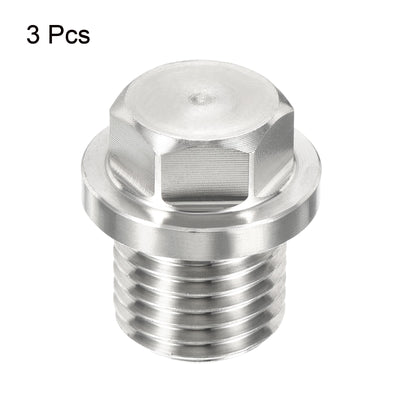 Harfington Male Plug, Waterproof Dustproof Stainless Steel Thread Hex Head Socket Solid Pipe Fitting