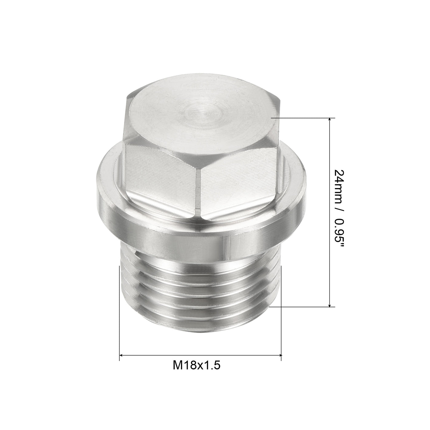 Harfington Male Plug, Waterproof Dustproof Stainless Steel Thread Hex Head Socket Solid Pipe Fitting