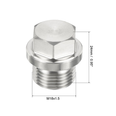 Harfington Male Plug, Waterproof Dustproof Stainless Steel Thread Hex Head Socket Solid Pipe Fitting