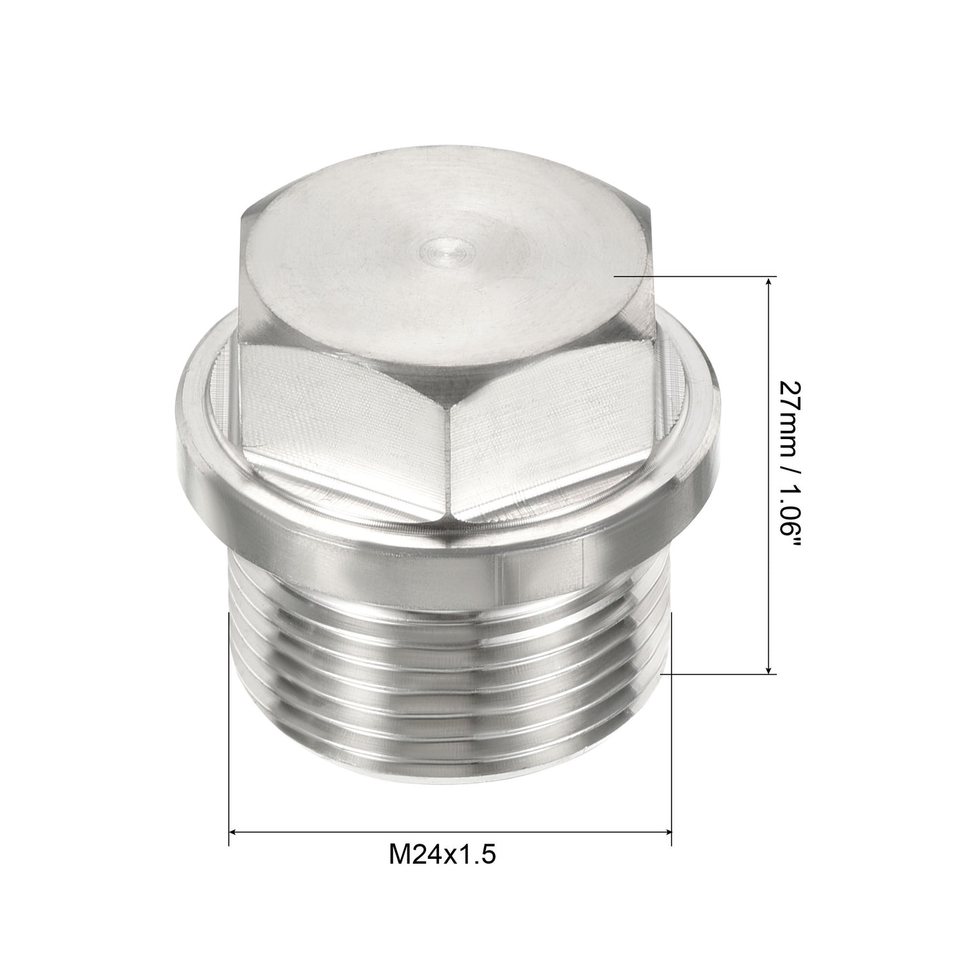 Harfington Male Plug, Waterproof Dustproof Stainless Steel Thread Hex Head Socket Solid Pipe Fitting