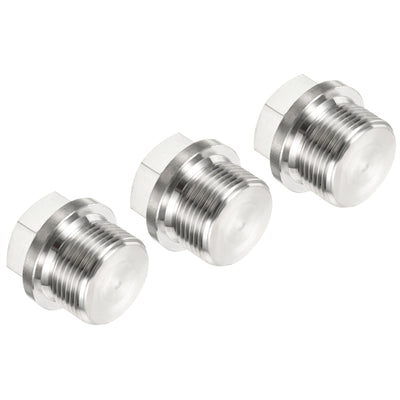 Harfington Male Plug, Waterproof Dustproof Stainless Steel Thread Hex Head Socket Solid Pipe Fitting