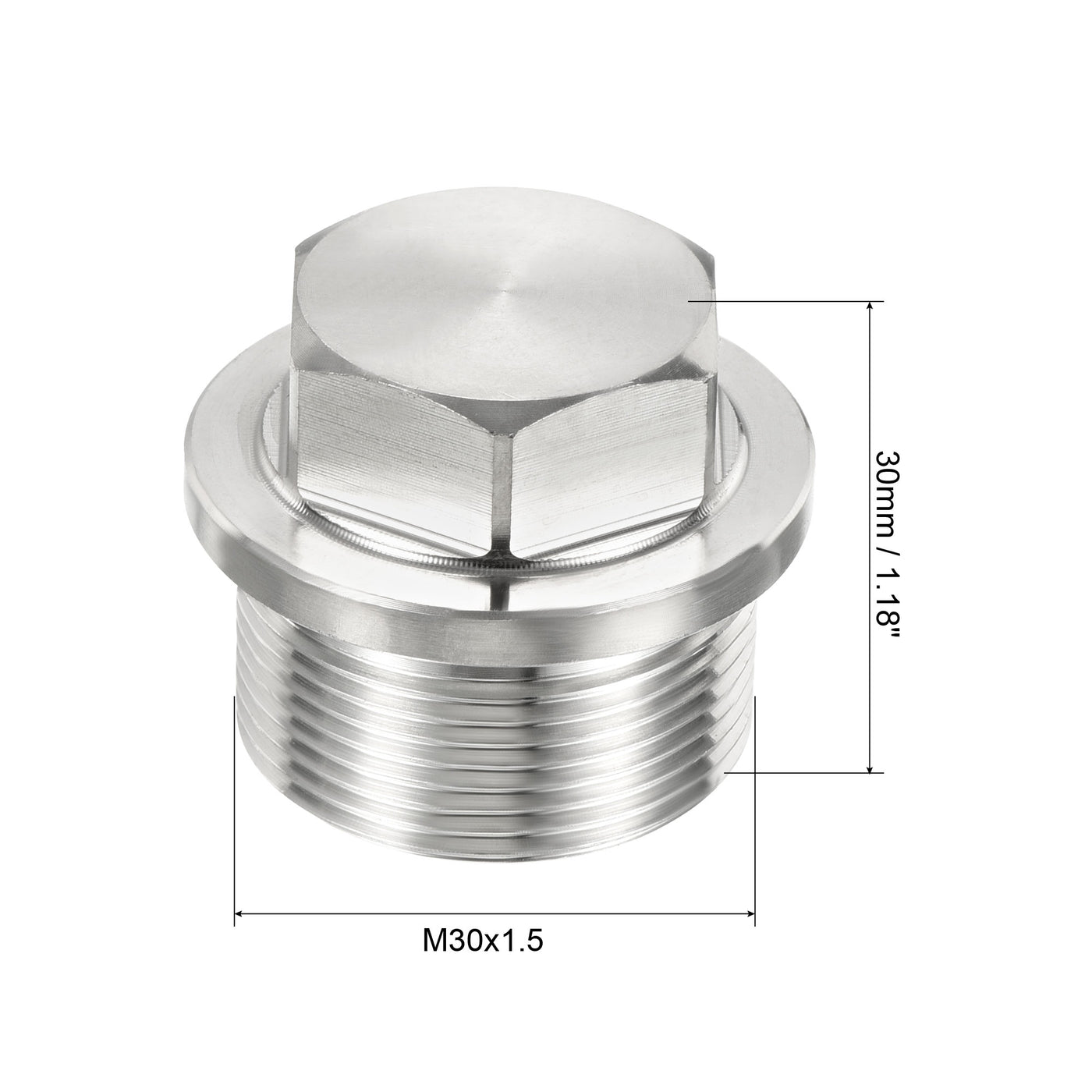 Harfington Male Plug, Waterproof Dustproof Stainless Steel Thread Hex Head Socket Solid Pipe Fitting