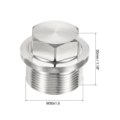 Harfington Male Plug, Waterproof Dustproof Stainless Steel Thread Hex Head Socket Solid Pipe Fitting