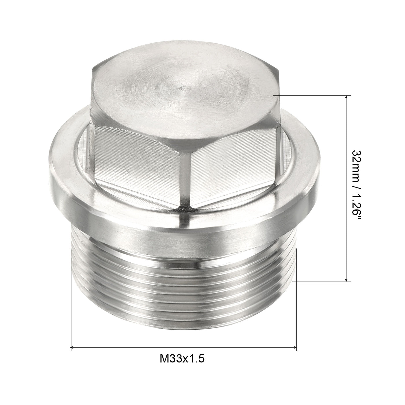 Harfington Male Plug, Waterproof Dustproof Stainless Steel Thread Hex Head Socket Solid Pipe Fitting