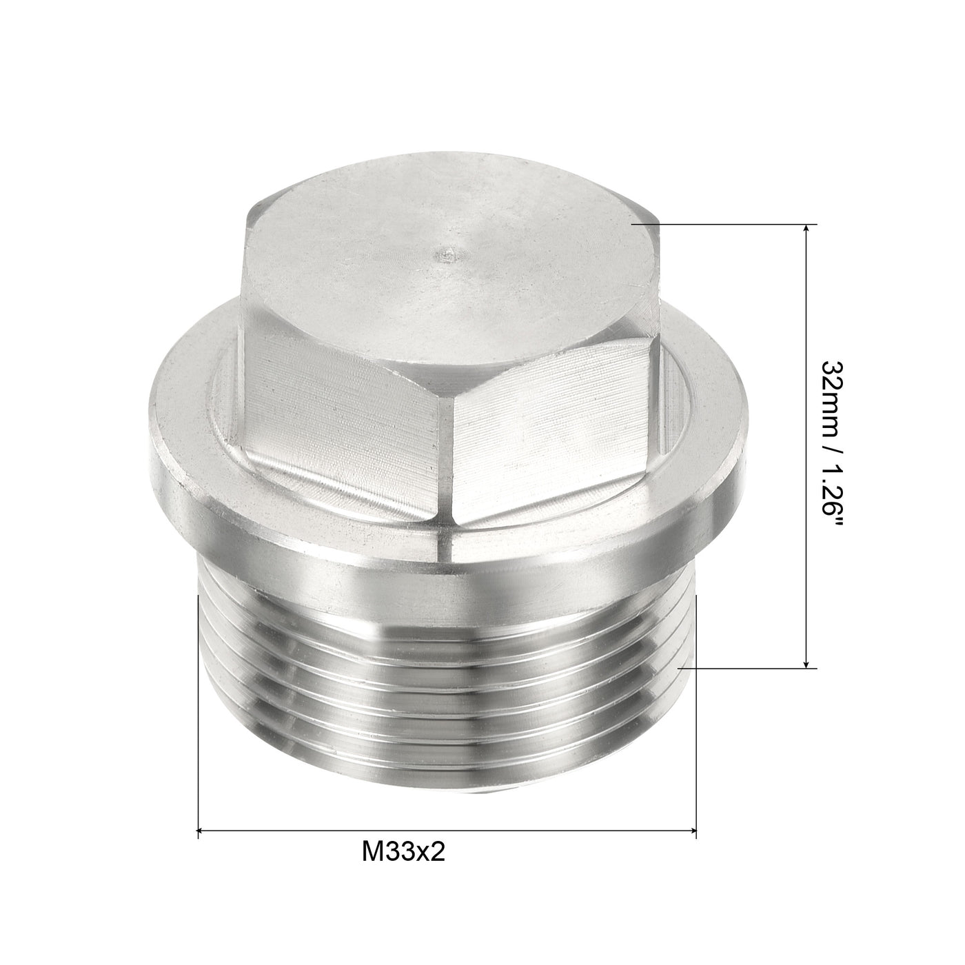 Harfington Male Plug, Waterproof Dustproof Stainless Steel Thread Hex Head Socket Solid Pipe Fitting