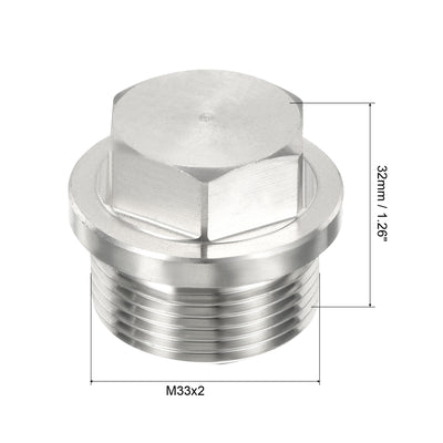 Harfington Male Plug, Waterproof Dustproof Stainless Steel Thread Hex Head Socket Solid Pipe Fitting